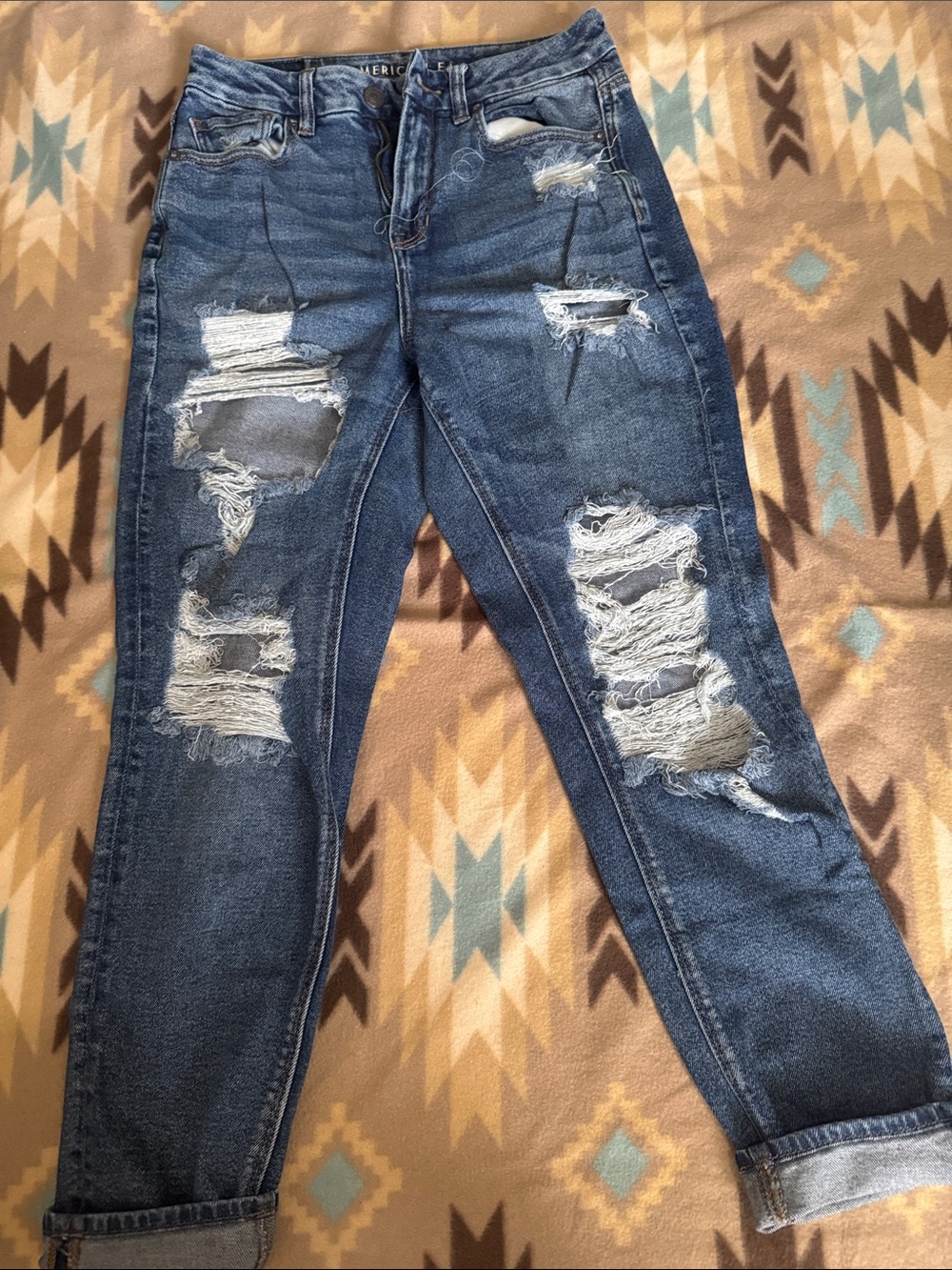 American Eagle Outfitters Blue Ripped Boyfriend Jeans